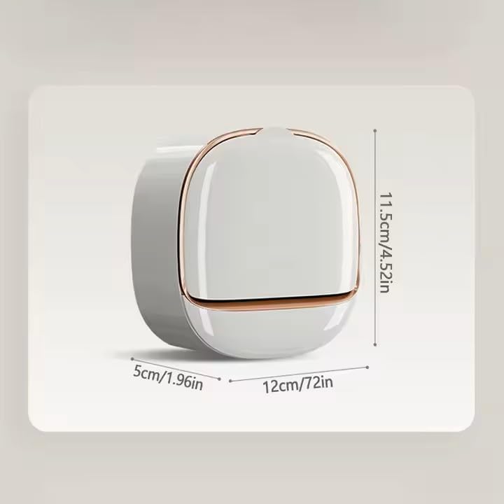 Modern Wall-Mounted Soap Holder White with Rose Gold Trim, Plastic Construction, Bathroom Drainage Design. (Locking Adhesive Strip Included)