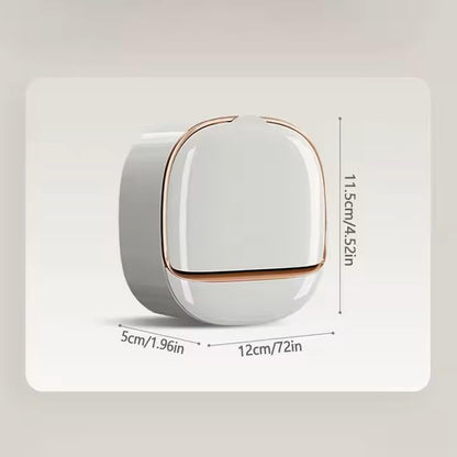 Modern Wall-Mounted Soap Holder White with Rose Gold Trim, Plastic Construction, Bathroom Drainage Design. (Locking Adhesive Strip Included)
