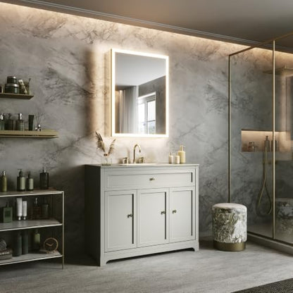 24x32 Lighted Medicine Cabinet, Separate Front & Back Lights | Surface/Recessed LED Medicine Cabinet for Bathroom with Side Mirrors, Dimmable Light, Anti-Fog, Memory,Silver Aluminum Frame - size: 24" x 32" (Right Hinge)