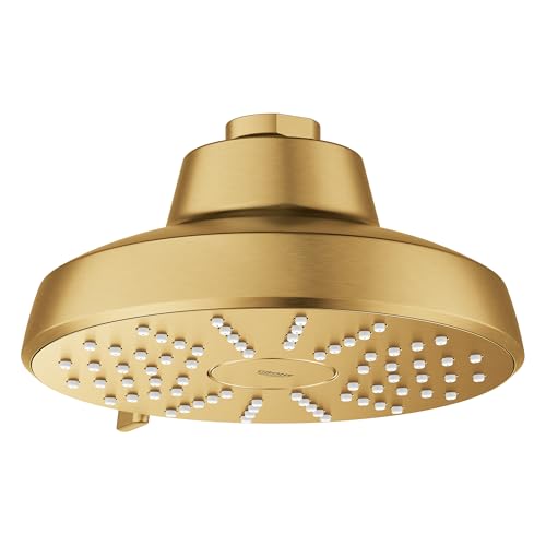 GROHE Aquabooster Tempesta 140 High Pressure Shower Head, Multi-Spray – 1.75 GPM Round Fixed Wall Mount, Brushed Gold 111746GN00 - color: Brushed Gold