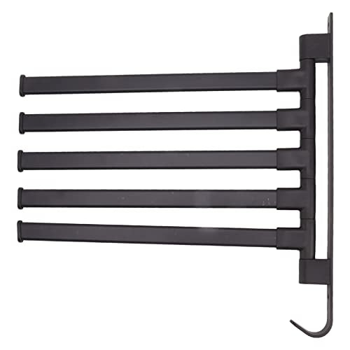 Swivel Towel Rack, Wall Mounted Aluminum Matte Back Towel Bar, Towel Holder with Bottom Hook and Multi Arms for Coats, Clothes, Handbags, Umbrellas(5 Rods) - color: 5 Rods