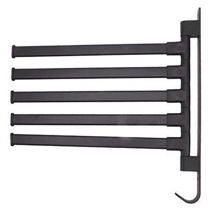 Swivel Towel Rack, Wall Mounted Aluminum Matte Back Towel Bar, Towel Holder with Bottom Hook and Multi Arms for Coats, Clothes, Handbags, Umbrellas(5 Rods) - color: 5 Rods
