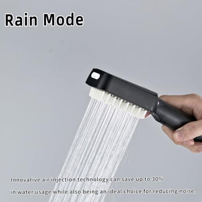 Matte Black High Pressure Handheld Shower Head, Wide Face Hand Held Showerhead with Hose and Bracket, Built-in Power Wash Jet Spray, Detachable Shower Head Set - color: Matte Black (Standard - Wide)