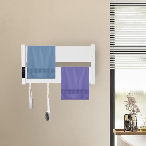 Towel Warmers for Bathroom, Wall Mounted Heated Towel Rack with Timer & Temperature Control, LED Touch Screen, Waterproof Aluminum Electric Towel Warmer Rack (White)
