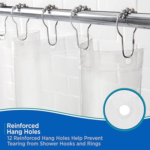 Kenney KN61433 Lightweight 3 Gauge Waterproof PEVA Shower Curtain Liner with Durable Eyelet Hang Holes and Weighted Magnetic Hem for Bathroom, 70" W x 72" H, Clear (Pack of 6) - color: Clear, size: 70"W x 72"L (Pack of 6)
