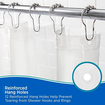 Kenney KN61433 Lightweight 3 Gauge Waterproof PEVA Shower Curtain Liner with Durable Eyelet Hang Holes and Weighted Magnetic Hem for Bathroom, 70" W x 72" H, Clear (Pack of 6) - color: Clear, size: 70"W x 72"L (Pack of 6)