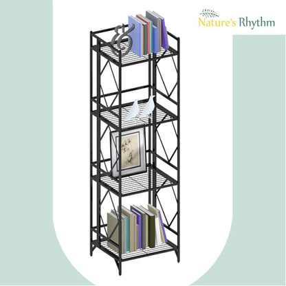 Nature's Rhythm 4-Tier Metal Storage Rack, Basement Storage Room Closet Shelving Utility Shelf Adjustable Garage Shelving Metal Shelving Unit (12.84 x 11.27 x 44.80inch, Black) - size: 4-Tier