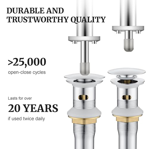 Pop up Sink Drain Stopper with Overflow Chrome for Bathroom Vessel Vanity Sink Art Basin, Big Cap Sink Drain with Overflow, Metal Pop-up Drain Strainer with Detachable Basket Stopper - color: Chrome, style: with overflow