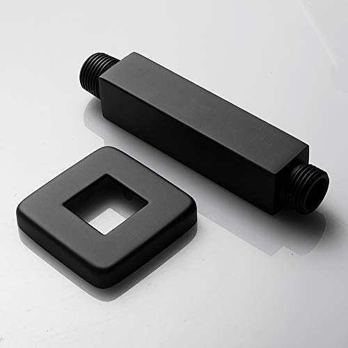 Matte Black Shower Arm with Flange Square Stainless Steel Ceiling Mount Shower Extension Arm Pipe for Shower Head, 4 inch Short - color: Matte Black