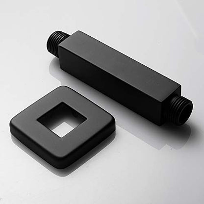 Matte Black Shower Arm with Flange Square Stainless Steel Ceiling Mount Shower Extension Arm Pipe for Shower Head, 4 inch Short - color: Matte Black