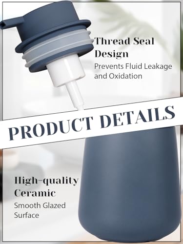INGOFIN Ceramic Foaming Soap Dispenser - 12 oz Foam Hand Soap Dispenser Bathroom, Ceramic Dish Soap Modern Dispenser with Pump for Kitchen, Matte Blue - color: Matte Blue