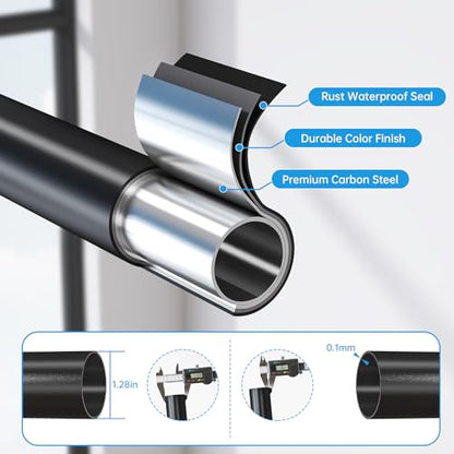 Tension Curtain Rods, Adjustable, Rust-Proof, No Drilling Shower Curtain Rod for Window, Living Room, Bathroom, Outdoor, Patio, Renter Friendly Adjustable Heavy Duty Curtain Rods (Black, 41-88'') - color: Black, 41-88''