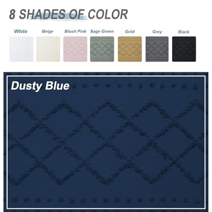 Dusty Blue Stall Boho Shower Curtain, Modern Tufted Plaid Striped Narrow Half Size Fabric Shower Curtain, Farmhouse Tufted Textured Shower Curtains for Bathroom, 36" W x 72" L - color: Dusty Blue, size: 36"W x 72"L (Pack of 1)