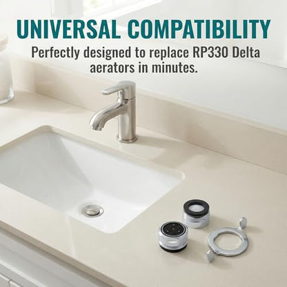 2-Pack RP330 Faucet Aerator with Removal Wrench, 2.2 GPM, Chrome | Replacement for RP330 Delta faucet aerator