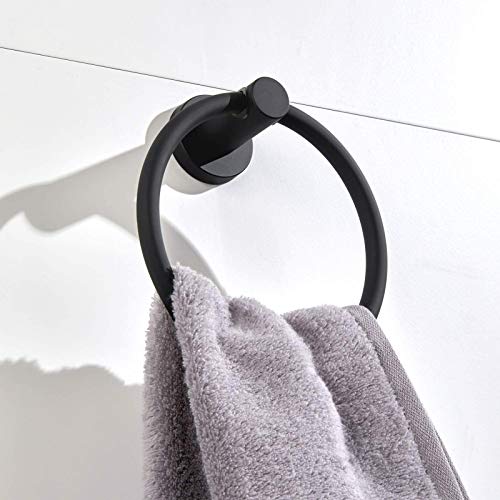 BGL 304 Stainless Steel Towel Ring Hanging Round Simple Black Towel Circular Holder - color: Matte Black