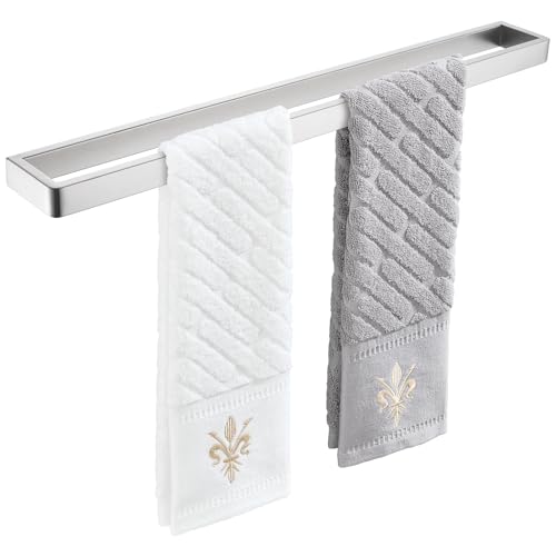 22.8" Towel Bar for Bathroom Shower, Brushed Nickel, Wall Mounted | 304 Stainless Steel, Rust-resistant Towel Holder for vanity, kitchen, Square Design with Hidden Screws, Heavy-duty Hang - color: Brushed Nickel