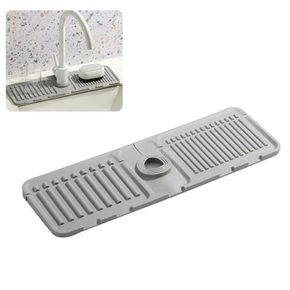 Swicado Faucet Mat for Kitchen Sink - 2024 Upgraded Premium Silicone Splash Guard with Fast Drying Properties - Protective Sink Tray Ideal for Stone Sinks in Kitchen & Bathroom (1, Gray) - color: Gray