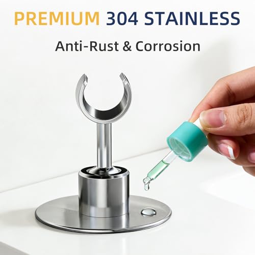 Shower Head Holder Wall Mount, No Drill Strong Adhesive Holder | Adjustable Stainless Steel Handheld Wand Rustproof Bathroom Accessory for Tub and Shower - Non-Potable Use Only