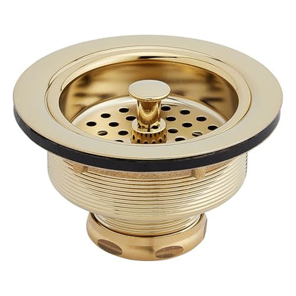 Signature Hardware 902367 3-1/2" Basket Strainer for Sinks up to 1" Thick - color: Polished Brass