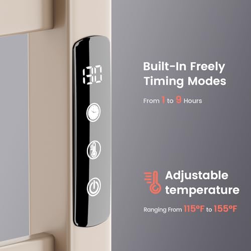 Towel Warmer,Stainless Steel Towel Warmer Rack for Bathroom -10 Bars Wall Mounted Towel Heater with Intelligent Touch Screen Timer, Hard Wired/Plug-in, Earth Tone
