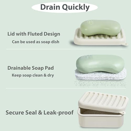 Portable Leakproof Travel Soap Case, Silicone Travel Soap Case, Compact Soap Holder with Drainage Layer, Travel Soap Holder for Camping, Gym, Outdoor (Rice-White) - color: Rice-white