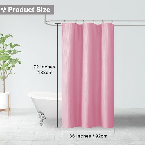 Small Stall Shower Curtain - Embossed Textured Bathroom Curtain, 36 x 72 Shower Curtain for RV Camper, Machine Washable Water Resistance, Hot Pink - color: Hot Pink, size: 36"W x 72"L (Pack of 1)