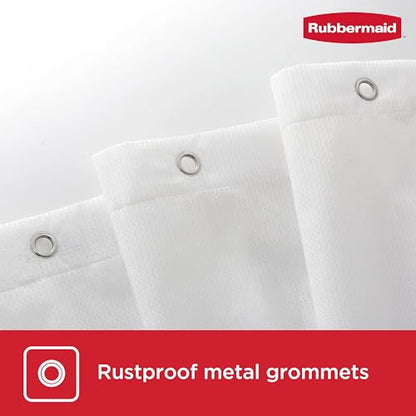 Rubbermaid White Shower Curtain Liner: Waterproof Fabric Shower Liner for Bathroom, with 2 Magnets and Rustproof Grommets, 70x72, Standard Size, White - color: White