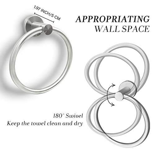 Brushed Nickel Hand Towel Ring - Simple Round Towel Hanger for Bathroom Wall Mounted, Stainless Steel SUS 304 - color: Brushed Nickel Ring
