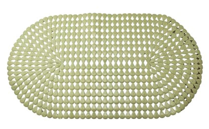 Luxury Oval Bath & Shower Mat 27" x 15" – Non-Slip PVC Bath Mat with Secure Suction Cups, Pear Diamond Design, Modern Bathroom Safety – Dependable Industries (Beige) - color: Beige
