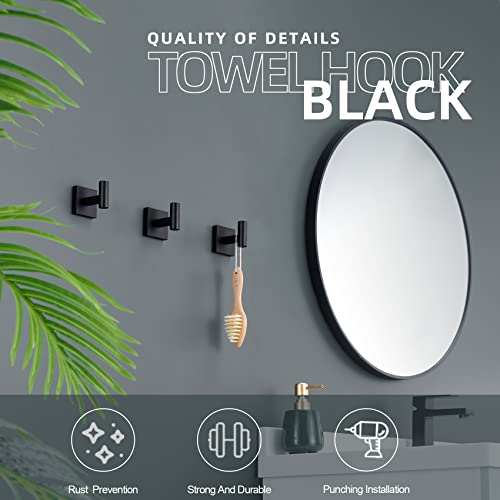 KOKOSIRI Robe Hook Bathroom Towel Coat Hooks Matte Black for Bath Kitchen Wall 3 Pack Stainless Steel B1013BK-P3 - color: Matte Black, size: 3 Pack
