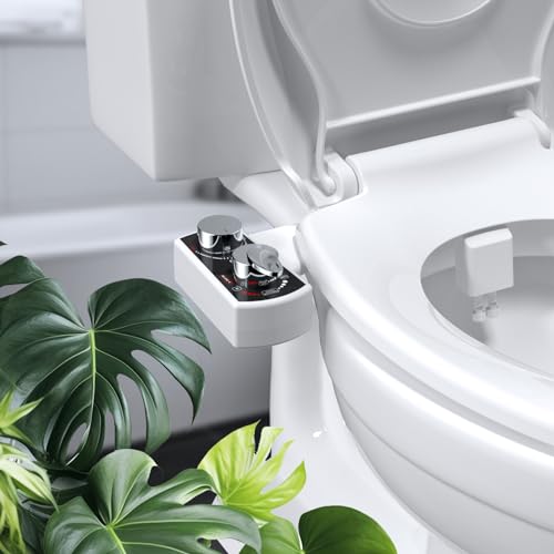 Hibbent Bidet Attachment for Toilet, Hot and Cold Water Spray Non-Electric Dual Nozzle for Frontal & Rear Wash, Adjustable Water Pressure Control, Self Cleaning Water Sprayer, Black/Chrome - color: Black