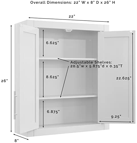 Crosley Furniture Savannah Wall Mounted Bathroom Storage Medicine Cabinet with Shelves, White - color: White, style: Wall Cabinet