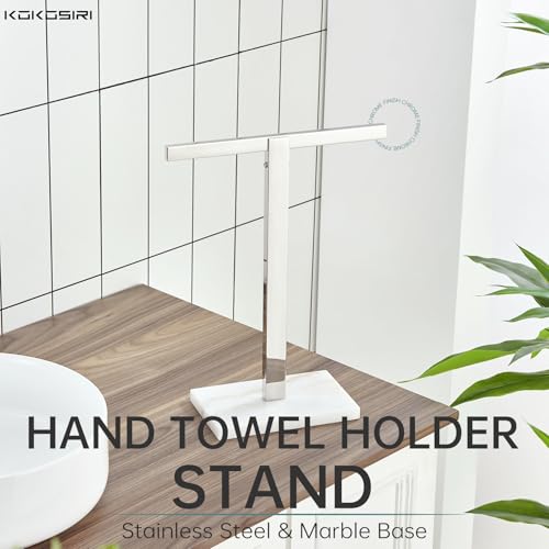 KOKOSIRI Hand Towel Rack Stand Towel Bar with Marble Base for Bathroom Kitchen Vanity Countertop, Polished Stainless Steel 15.7'' Height THS0002-SM-CH - color: Polished Chrome, size: 1-Bar