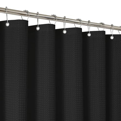 2-in-1 Waterproof Fabric Shower Curtain - No Separate Liner Needed, Hotel-Style Waffle Weave, Effortless Cleaning & Washable Bathroom Shower Curtain Set,72Wx78H,Black - color: Black, size: 72"W x 78"L (Pack of 1)