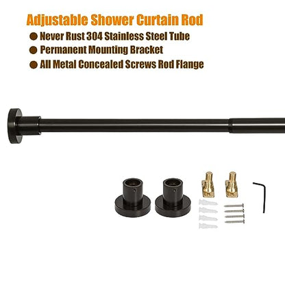 Heavy Duty Shower Rod, Adjustable Shower Curtain Rod, Expandable 47-84 Inch, Permanent Mount Shower Rod, Never Rust Stainless Steel For Window Curtain and Closet, Oil Rubbed Bronze - color: OIL RUBBED BRONZE