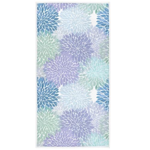 Pfrewn Purple Blue Chrysanthemum Flowers Hand Towels 16x30 in Spring Summer Floral Bathroom Towel Soft Absorbent Small Bath Towel Kitchen Dish Guest Towel Home Bathroom Decorations - color: Purple Blue Flowers