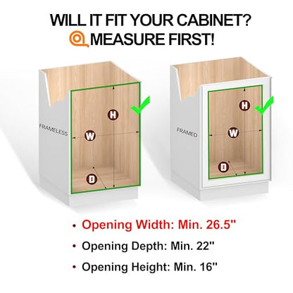 2-Tier Pull Out Cabinet Organizer, 26" W x 22" D, Chrome | Heavy-Gauge Wire Slide Out Shelves, 100 lbs Capacity, Ball-Bearing Glides, Min 27" Opening, Under Stove Storage - size: 26 x 22 Inch