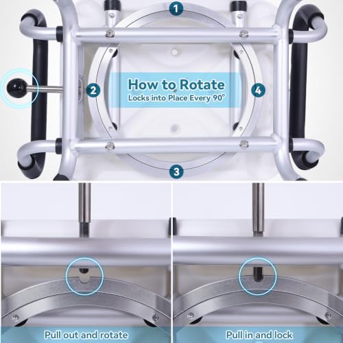 Swivel Shower Chair for Inside Shower, 400 lbs, Adjustable Height | Non-Slip Shower Stool with Removable Back and Arms, Lightweight Safety Bath Seat for Elderly and Disabled, Padded Arms - color: Powder Blue
