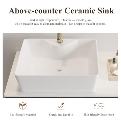 36” Floating Bathroom Vanity with Ceramic Sink, Wall-Mounted Plywood Cabinet with 2 Doors & 2 Drawers, White Left Side Vessel Sink, Soft-Close Storage Vanity, Side White - color: Side White