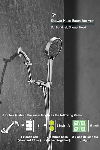 5 Inch Adjustable Shower Head Extension Arm, With Locking Set Screw, Singing Rain 304 Stainless Steel Chrome Angle Height Adjustable, Easy Install, G1/2 Universal Connector Compatible (Chrome Finish) - color: 1. Chrome, style: 5 inch