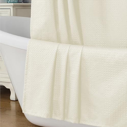 Aiyufeng Cream Shower Curtains for Bathroom，Dot Like Embossed Textured Waterproof Soft Polyester Cloth Shower Curtain，Hotel Spa Machine Washable，72Wx72L - color: Cream, size: 72"W x 72"L (Pack of 1)