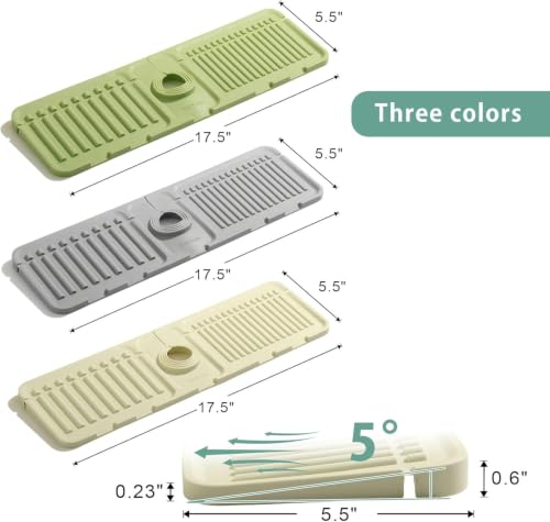 Kitlers Silicone Edge Protectors - Multifunction Sink Accessories, Splash Guard & Draining Mat for Kitchen, Bathroom Sink, Steel, Granite, Quartz Countertops(Transparent)