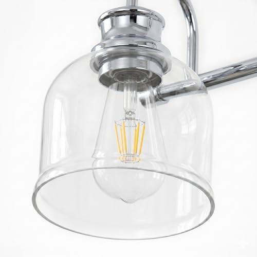 URSOLA 3 Lights 24" Bathroom Vanity Light Fixtures, Chrome Traditional Classic Vanity Light with Clear Glass, Bathroom Lighting Fixtures Over Mirror - color: Chrome, size: 3 Lights