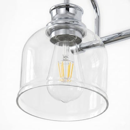 URSOLA 3 Lights 24" Bathroom Vanity Light Fixtures, Chrome Traditional Classic Vanity Light with Clear Glass, Bathroom Lighting Fixtures Over Mirror - color: Chrome, size: 3 Lights