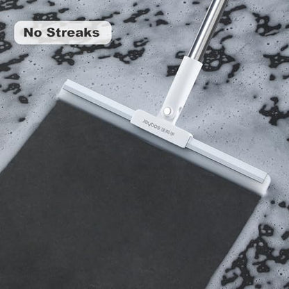 JOYBOS Rubber Squeegee for Floor, 50'' Long Handle Floor Squeegee Broom, Silicone Broom for Pet Hair Remover, Magic Broom Sweeper Window Squeegee for Floor, Tile, Grout, Brick, Decks, Garages,Basement - size: Medium (1 in 1)