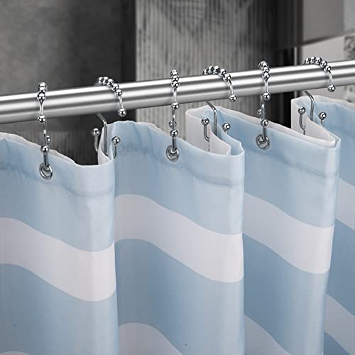 Titanker Double Shower Curtain Hooks, Rust Proof Shower Curtain Rings, Metal Shower Hooks for Bathroom Shower Rods Curtains, Set of 12 Hooks - Chrome - color: Chrome, style: Modern