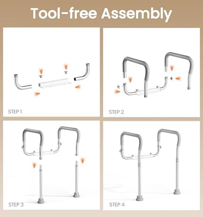 HOMLAND Toilet Safety Rails for Seniors, 350LB Aluminum Toilet Handle | Adjustable Height & Width, Soft Padded Handles, Anti-Slip Rubber Feet, Toilet Safety Frame, Toilet Grab Bars For Elderly
