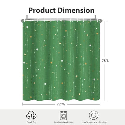 Starry Night Shower Curtain, Waterproof Shower Curtains for Bathroom, Cloth Star Shower Curtain Set with Hooks, Green Celestial Space Shower Curtains, 72x78 Inches - color: Starry Night - Green, size: 72"W x 78"L (Pack of 1)