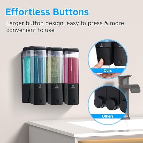 Shampoo and Conditioner Dispenser,GlintGath Shower Dispenser 3 Chamber No Drill Shampoo Dispenser for Shower Wall Mounted Shower Soap Dispenser for Bathroom Hotel,Large Capacity 3 * 500ML, Black - color: Black 3 Chamber