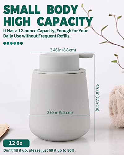 BosilunLife Ceramic Soap Dispenser - Dish Soap Dispenser for Bathroom 12Oz | Refillable Liquid Hand Wash Dispenser for Essential Oil, Lotion Soap, Rubber Paint Light Grey - color: Rubber Light Grey
